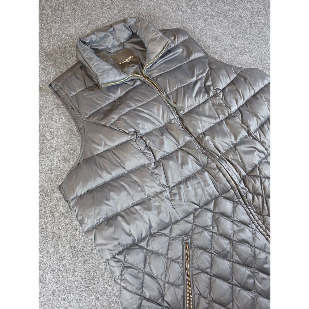 Talbots Woman Puffer Vest Women's 2X Black 90% Down Quilted Full Zip Plus Size